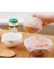 4 sztuk wielokrotnego użytku silikonowe jedzenie świeże utrzymanie Stretch Wrap Seal Film pokrywa misy do przechowywania w domu 