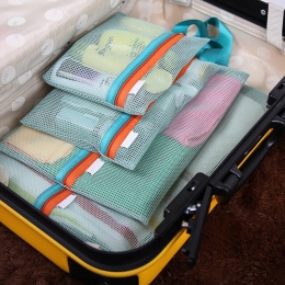 4 sztuk/zestaw siatki podróży organizator zestaw torba na ubrania torba podróżna torba na buty bagażu zamek woreczek opakowaniow