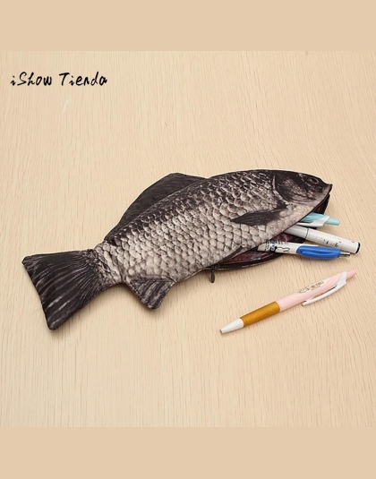 Karpia pióro torba realistyczny kształt ryby Make-up etui na długopis ołówek etui na zamek błyskawiczny makijaż etui na co dzień