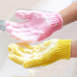 2 sztuk Scrubber odporność na poślizg masaż ciała gąbka rękawice prysznic złuszczający rękawice kąpielowe złuszczający peeling m