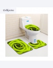 Darmowa wysyłka 3 sztuk zielony kwiat Banyo dywan łazienkowy toaleta U typ maty do kąpieli zestaw antypoślizgowa Pad Tapis Salle