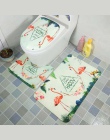 3 sztuk Flamingo deska klozetowa pokrywa zestaw chłonne antypoślizgowe łazienka dywan zestaw Mat do kąpieli mata flaneli maty po
