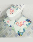 3 sztuk Flamingo deska klozetowa pokrywa zestaw chłonne antypoślizgowe łazienka dywan zestaw Mat do kąpieli mata flaneli maty po