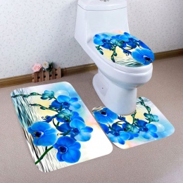 3 sztuk boże narodzenie łazienka antypoślizgowa podstawka + pokrywka na papier toaletowy + zestaw mat do kąpieli wzór łazienka z