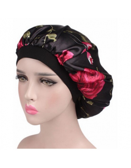 Kobiety Satin noc Salon kosmetyczny snu pokrywa włosy kapelusz maski jedwabiu głowy szeroki gumką dla kręcone sprężyste włosy cz