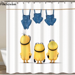 Żółty prysznic zasłony psotnych sługusów serii zasłony prysznicowe zasłona wanny poliester wodoodporna łazienka zasłona prysznic