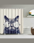Cute Cat 3D zasłona prysznicowa z nadrukiem Cartoon zwierząt tkanina poliestrowa wanna zasłona do łazienki kurtyna dekoracyjna z