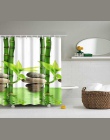 1 PC zielony tropikalne rośliny zasłony prysznicowe do łazienki tkanina poliestrowa zasłona prysznicowa liście drukowania malown