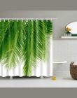 1 PC zielony tropikalne rośliny zasłony prysznicowe do łazienki tkanina poliestrowa zasłona prysznicowa liście drukowania malown