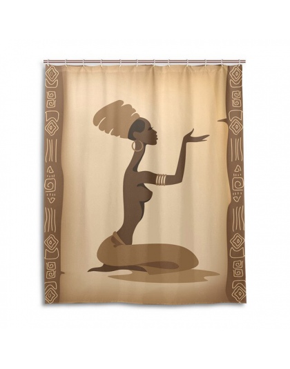 Przyjazne dla środowiska afryki kobiety zasłony prysznicowe wodoodporna tkanina poliestrowa kąpiel zasłona do łazienki z 12 haki