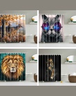 Zwierzęta drukowane lew, tygrys, kot 3d wanna zasłony wodoodporna tkanina poliestrowa zmywalny łazienka zasłona prysznicowa ekra