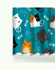Cartoon prysznic zestaw zasłon Cute Cat wydrukowano projekt tkanina poliestrowa wodoodporna łazienka wystrój domu zasłony i dywa