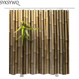 Drop shipping drzwi bambusowa łazienka kurtyny wodoodporna tkanina poliestrowa wysokiej jakości 3d długi łazienka zasłona pryszn