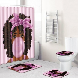 4 sztuk/zestaw dywan łazienka podnóżek afrykańska kobieta mata do kąpieli i pod prysznic zestaw zasłon pcv toaleta deska klozeto