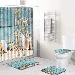 4 sztuk/zestaw żółwie nadrukowany wzór dekoracji łazienki zasłona prysznicowa stojak na podłodze pokrywy wc mata antypoślizgowa 