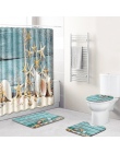 4 sztuk/zestaw żółwie nadrukowany wzór dekoracji łazienki zasłona prysznicowa stojak na podłodze pokrywy wc mata antypoślizgowa 