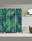 Proszę kliknąć na zielony tropikalne rośliny zasłony prysznicowe łazienka poliester wodoodporny prysznic zasłony liście drukowan