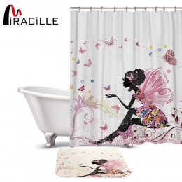Miracille piękna wróżka wzór prysznic zestaw zasłon wodoodporna tkanina poliestrowa kąpiel zasłona do łazienki z antypoślizgowa 