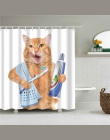 Kot kreskówka tkanina poliestrowa z nadrukiem prysznic zasłona do łazienki Nordic wodoodporna wanna zasłony do dekoracji domu