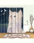 Kot kreskówka tkanina poliestrowa z nadrukiem prysznic zasłona do łazienki Nordic wodoodporna wanna zasłony do dekoracji domu
