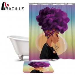 Miracille moda afrykańska kobieta wzór wodoodporny poliester tkaniny zestaw zasłon antypoślizgowe dywaniki dywan dla toaleta wc