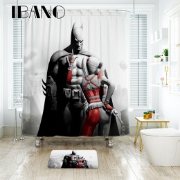 IBANO Marvel Batman zasłona prysznicowa wodoodporna tkanina poliestrowa zasłona wanny do łazienki z 12 sztuk haczyki z tworzywa 