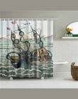 Dekoracyjne śródziemne Nautical kotwica mapa tkaniny wodoodporne poliester prysznic zasłona do łazienki zasłona prysznicowa 180X