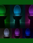 Oświetlona łazienka inteligentny wc lampka nocna LED ruchu ciała włączanie/Off lampa z czujnikiem na muszlę 8 wielokolorowy lamp