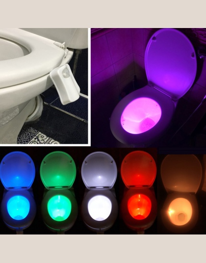 Washroom łazienka inteligentny wc lampka nocna LED ruchu ciała włączanie/Off lampa z czujnikiem na muszlę 8 wielokolorowy lampa 