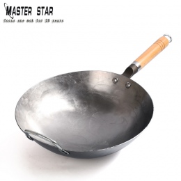 Master Star wysokiej jakości chiński żelaza Wok tradycyjne ręcznie żelaza Wok non-stick Pan nie powłoka kuchenka gazowa naczynia