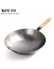 Master Star wysokiej jakości chiński żelaza Wok tradycyjne ręcznie żelaza Wok non-stick Pan nie powłoka kuchenka gazowa naczynia