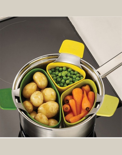 3 sztuk/zestaw koszyk do gotowania na parze silikonowe parowar garnek błyskawiczny do gotowania warzyw wielofunkcyjne akcesoria 