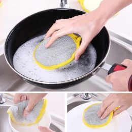 1 sztuk okrągły dwustronny gąbka Pan do mycia akcesoria kuchenne kreatywne ręcznik do mycia wytrzeć do wycierania nie- oleju tka