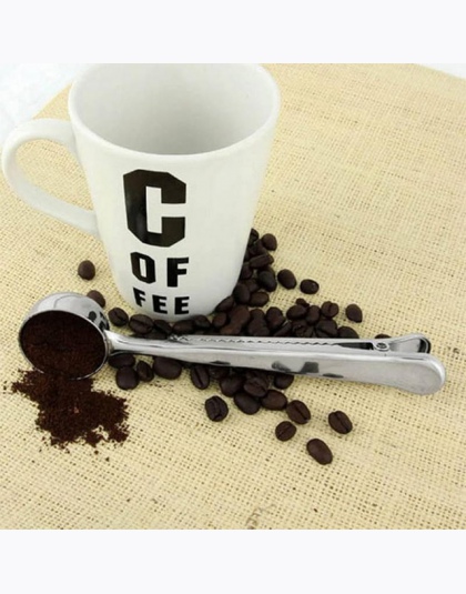 Miarka do kawy z klipsem ze stali nierdzewnej torba na żywność zatrzask uszczelniający narzędzia kuchenne i herbaty mleka w pros