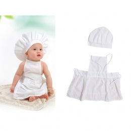 Cute Baby gotuj Costume zdjęcie fotografia Prop Newborn czapka dziecięca fartuch kucharz ubrania DIY Funning Booth rekwizyty dla