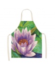 1 sztuk bawełna pościel kwiat lotosu wzór kobiety fartuch dla domu dekoracyjne kuchnia restauracja gotowanie Bib fartuchy 53*65 