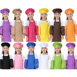 Dla dzieci poliester fartuch malowanie fartuch dla dzieci do pieczenia fartuch zestaw czapka szefa kuchni można wydrukować logo