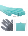 1 para danie rękawice do mycia magia silikonowe naczynia rękawice do sprzątania z szczotka do czyszczenia mycia naczyń usługę sp