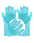 SJ Food Grade silikonowe rękawice do mycia naczyń krzemu rękawice do mycia naczyń z szczotka do czyszczenia w domu szorowania rę