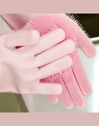 1x naczynia krzem dom rękawice do sprzątania z szczotka do czyszczenia 100% Food Grade zmywanie naczyń kuchnia usługę sprzątania