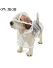 OWDBOB 1 pc wodoodporny płaszcz przeciwdeszczowy z kapturem przezroczysty Pet Dog Puppy płaszcz przeciwdeszczowy płaszcz kostium