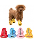 4 sztuk/partia gorąca sprzedaż dorywczo antypoślizgowe małe buty dla psów śliczne obuwie dla zwierząt buty wiosna lato oddychają