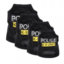 Policja kostium Cosplay ubrania dla psów, czarne, elastyczne, kamizelka Puppy T-Shirt płaszcz akcesoria odzież kostiumy ubrania 