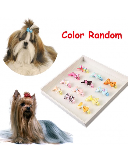 5 sztuk kolor losowo dla psów obroża dla kociaka pieska Cute Pet Grooming kwiatowy stałe bawełna łuk kwiat spinki do włosów spin