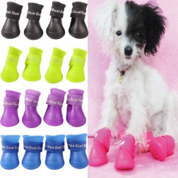 4 sztuk Pet buty dla psów wodoodporny obuwie dla zwierząt na pies szczeniak kalosze cukierki kolor Puppy buty produktów dla zwie