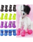 4 sztuk Pet buty dla psów wodoodporny obuwie dla zwierząt na pies szczeniak kalosze cukierki kolor Puppy buty produktów dla zwie