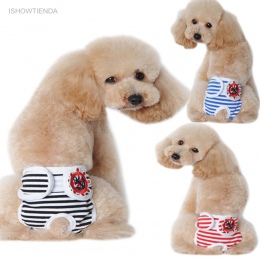 Komfortowe oddychające bawełniane majtki pieluchy dla psów w marynarskim stylu w kolorze niebieskim czerwonym czarnym