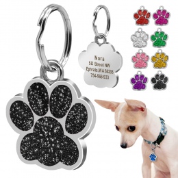 Pies ID Tag spersonalizowane dla małych psów dostosowane Rhinestone akcesoria dla zwierząt domowych łapa stóp drukuj nazwa Tag p