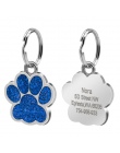 Pies ID Tag spersonalizowane dla małych psów dostosowane Rhinestone akcesoria dla zwierząt domowych łapa stóp drukuj nazwa Tag p