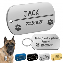 Metal wojskowy pies ID Tag akcesoria dla psów dostosowane grawerowane kot Puppy nazwa Tag nr telefonu. dla średnich i dużych zwi
